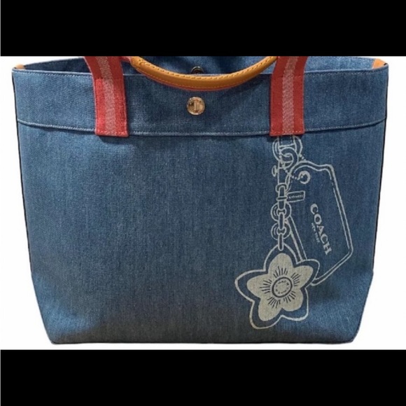 NWT AUTHENTIC COACH DENIM TOTE - Picture 3 of 9
